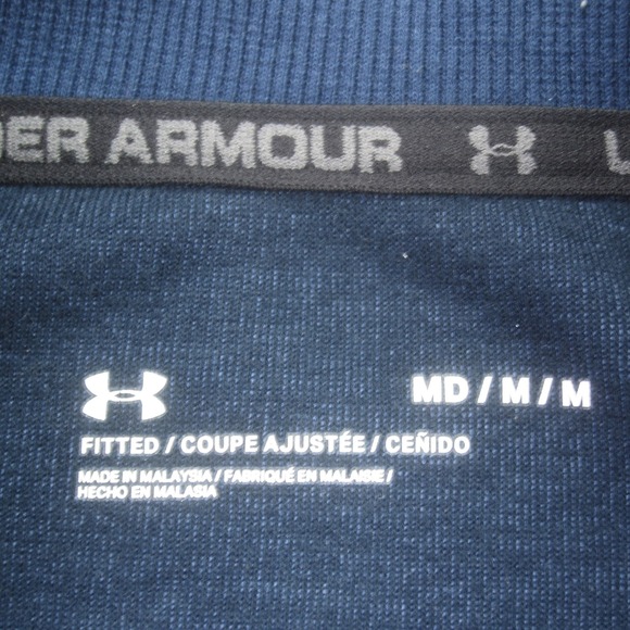 Under Armour Jacket Mens Medium Blue Full Zip Knit‎ Bomber Fitted - Picture 7 of 15